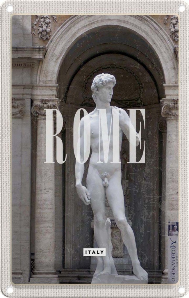 [LA-1782198] Blechschild 18x12 cm Rom Italien StatueReiseziel Bildmotiv Reisemotiv Abenteuer Reisen Urlaub