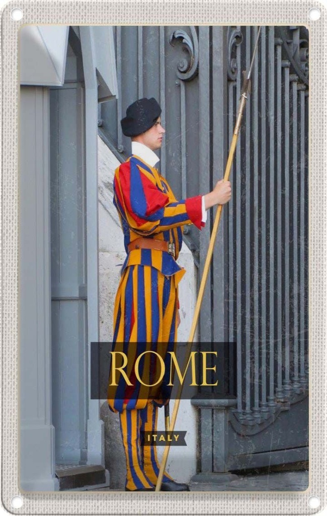 [LA-1782201] Blechschild 18x12 cm Rom Italien Wachmann Trip Bildmotiv Reisemotiv Abenteuer Reisen Urlaub