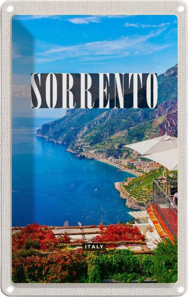 [LA-1782209] Blechschild 18x12 cm Sorrento Italien Meer Ausblick Trip Bildmotiv Reisemotiv Abenteuer Reisen Urlaub