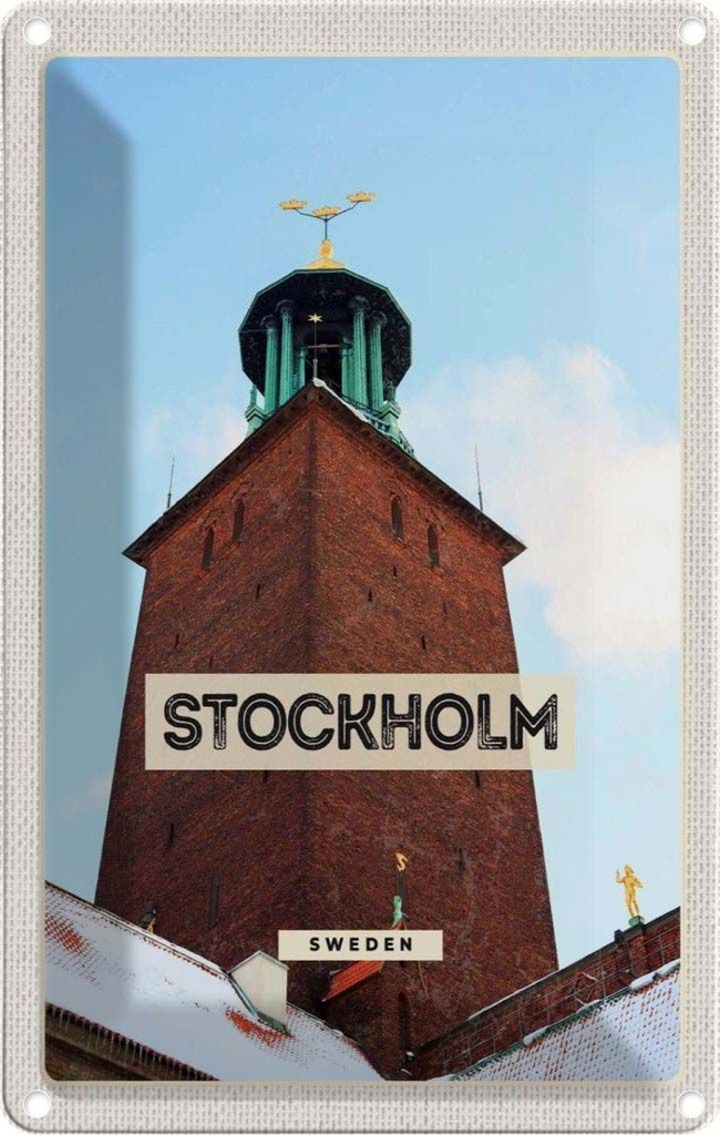 [LA-1782213] Blechschild 18x12 cm Stockholm Schweden Schnee Reise Bildmotiv Reisemotiv Abenteuer Reisen Urlaub