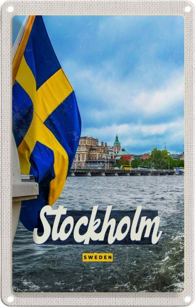 [LA-1782216] Blechschild 18x12 cm Stockholm Schweden Bootstur Meer Bildmotiv Reisemotiv Abenteuer Reisen Urlaub
