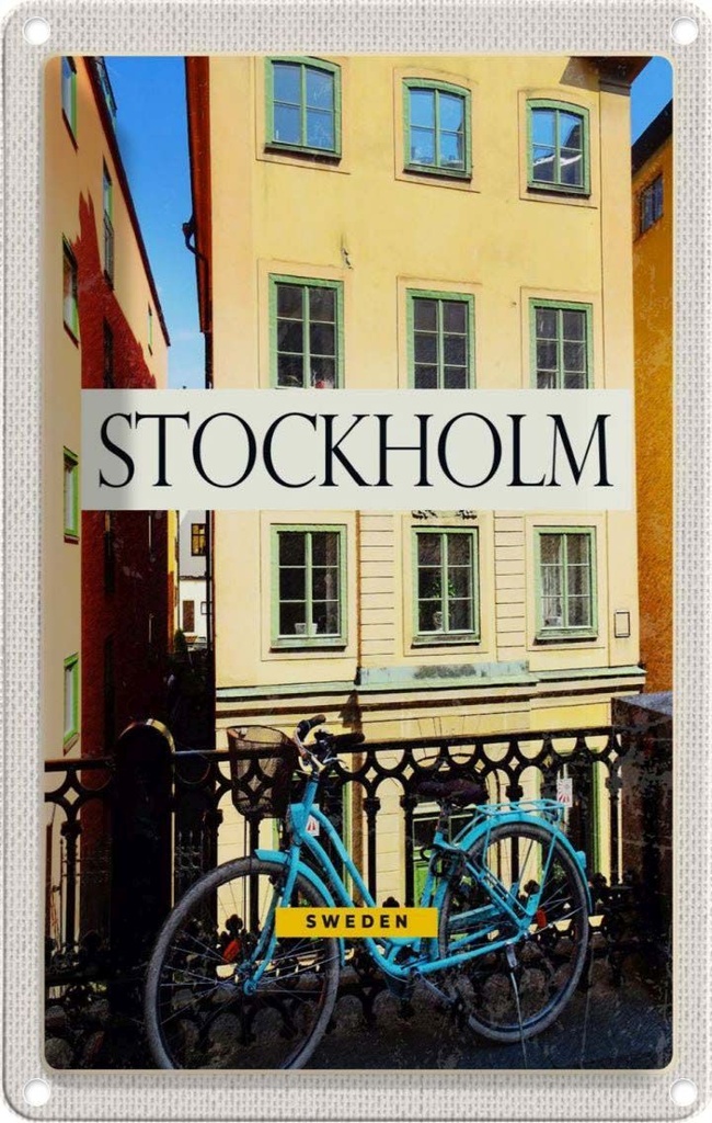 [LA-1782218] Blechschild 18x12 cm Stockholm Schweden Gebäude Reise Bildmotiv Reisemotiv Abenteuer Reisen Urlaub