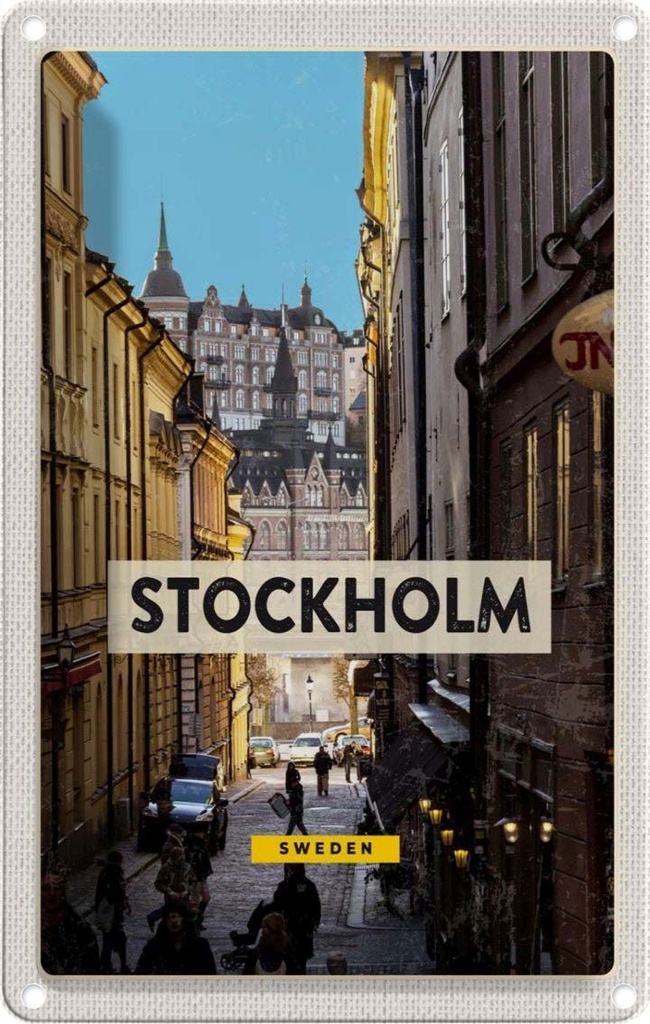[LA-1782220] Blechschild 18x12 cm Stockholm Schweden Altstadt Reise Bildmotiv Reisemotiv Abenteuer Reisen Urlaub