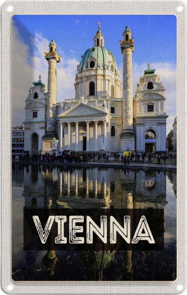 [LA-1782225] Blechschild 18x12 cm Wien Österreich Karlskirche Reise Bildmotiv Reisemotiv Abenteuer Reisen Urlaub
