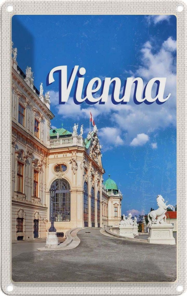 [LA-1782227] Blechschild 18x12 cm Wien Österreich Skulptur Mittelalter Bildmotiv Reisemotiv Abenteuer Reisen Urlaub