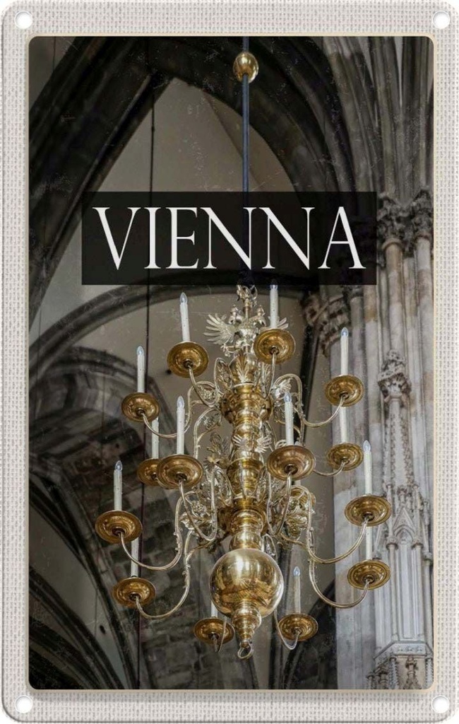 [LA-1782228] Blechschild 18x12 cm Wien Österreich Kronleuchter Posta Bildmotiv Reisemotiv Abenteuer Reisen Urlaub