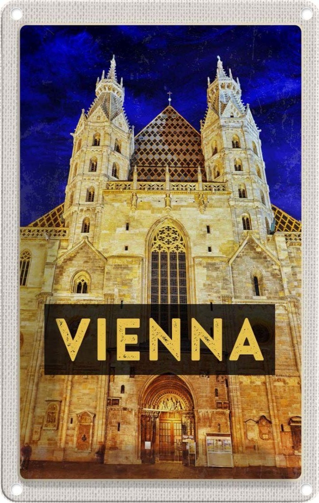 [LA-1782229] Blechschild 18x12 cm Wien Österreich Stephansdom Bildmotiv Reisemotiv Abenteuer Reisen Urlaub