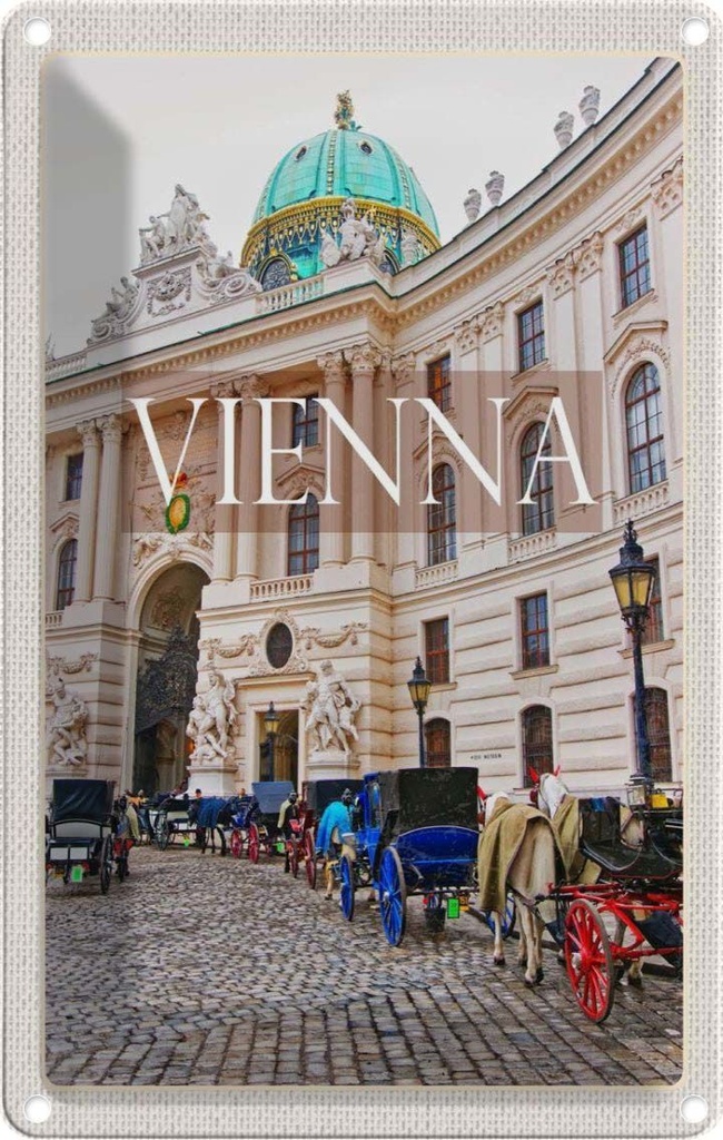 [LA-1782230] Blechschild 18x12 cm Wien Österreich Kirche Mosaik Bildmotiv Reisemotiv Abenteuer Reisen Urlaub