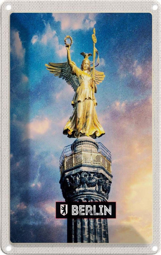 [LA-1782236] Blechschild 18x12 cm Berlin DE Alexanderplatz Siegessäule Bildmotiv Reisemotiv Abenteuer Reisen Urlaub