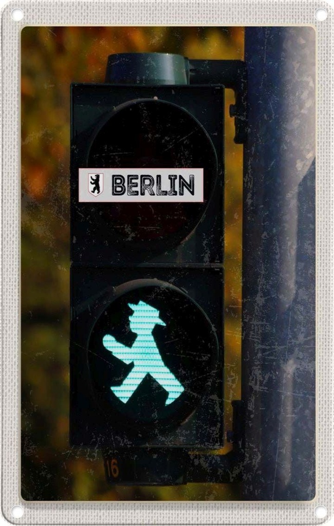 [LA-1782237] Blechschild 18x12 cm Berlin Deutschland Ampel Reise Bildmotiv Reisemotiv Abenteuer Reisen Urlaub