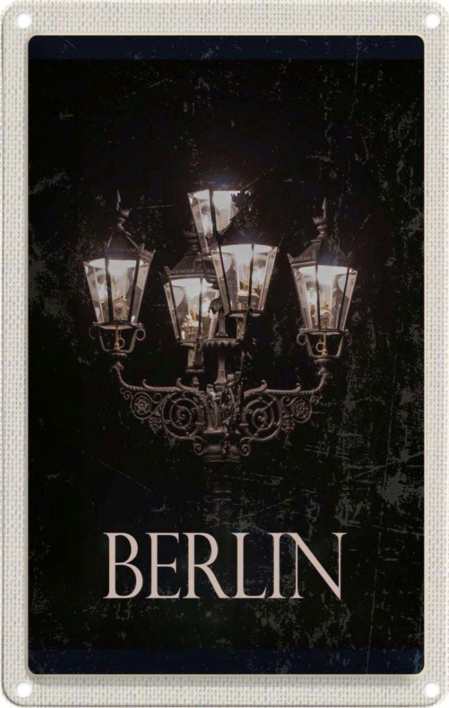 [LA-1782246] Blechschild 18x12 cm Berlin Deutschland schwarz weiß Bildmotiv Reisemotiv Abenteuer Reisen Urlaub
