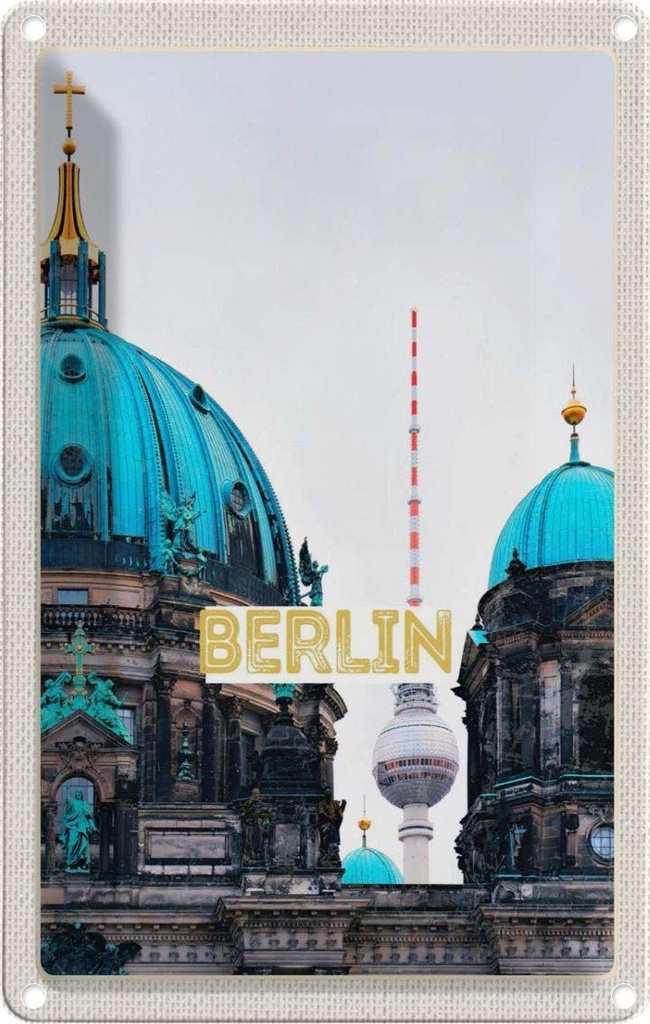 [LA-1782257] Blechschild 18x12 cm Berlin Deutschland Fernseht Bildmotiv Reisemotiv Abenteuer Reisen Urlaub
