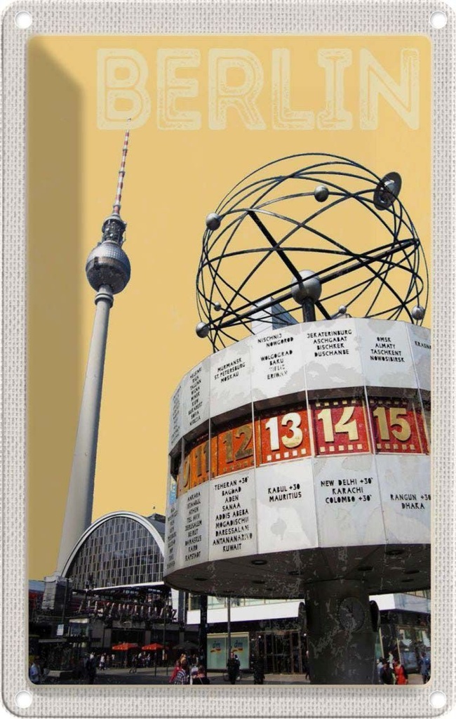 [LA-1782264] Blechschild 18x12 cm Berlin Deutschland Stadtmitte Platz Bildmotiv Reisemotiv Abenteuer Reisen Urlaub