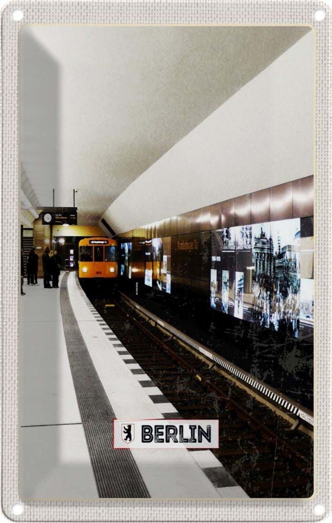 [LA-1782265] Blechschild 18x12 cm Berlin Deutschland U-Bahn Bildmotiv Reisemotiv Abenteuer Reisen Urlaub
