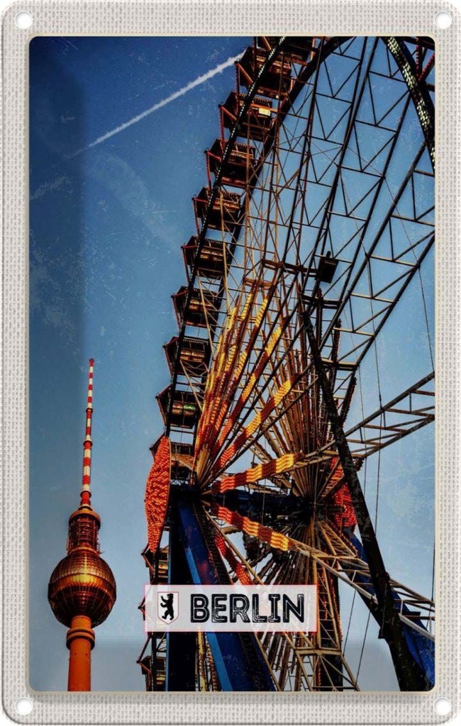 [LA-1782266] Blechschild 18x12 cm Berlin Deutschland Kirmes Bildmotiv Reisemotiv Abenteuer Reisen Urlaub