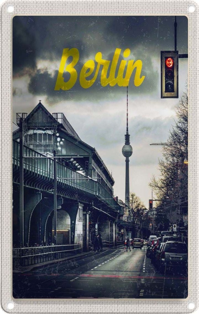 [LA-1782267] Blechschild 18x12 cm Berlin Deutschland Mittelalter Gemälde Bildmotiv Reisemotiv Abenteuer Reisen Urlaub
