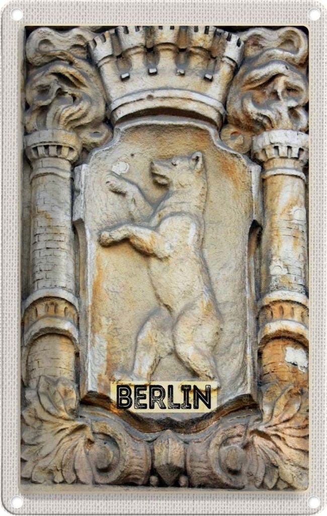[LA-1782271] Blechschild 18x12 cm Berlin Deutschland Wappen Skulptur Bildmotiv Reisemotiv Abenteuer Reisen Urlaub