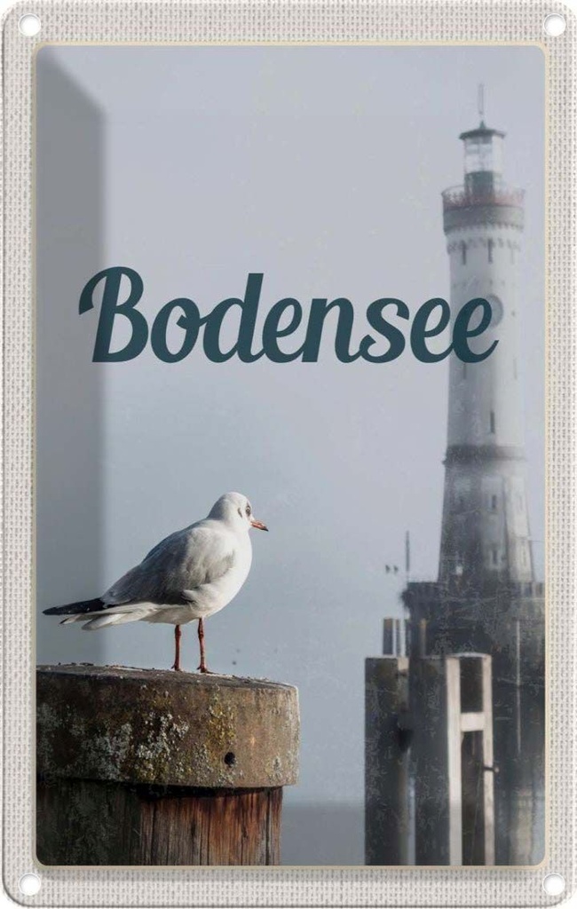 [LA-1782272] Blechschild 18x12 cm Bodensee Deutschland Leuchtturm Bildmotiv Reisemotiv Abenteuer Reisen Urlaub