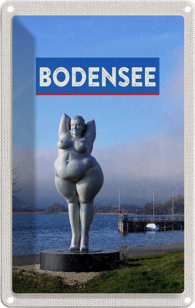 [LA-1782274] Blechschild 18x12 cm Bodensee Deutschland Skulptur Ufer Bildmotiv Reisemotiv Abenteuer Reisen Urlaub