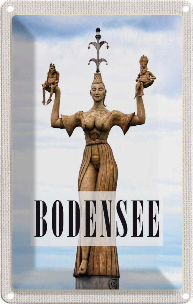 [LA-1782276] Blechschild 18x12 cm Bodensee Deutschland Statue Frau Bildmotiv Reisemotiv Abenteuer Reisen Urlaub