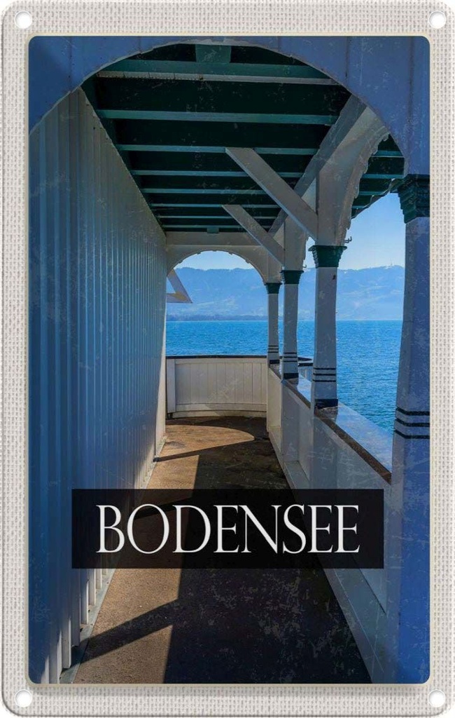 [LA-1782278] Blechschild 18x12 cm Bodensee Deutschland Aussicht auf See Bildmotiv Reisemotiv Abenteuer Reisen Urlaub