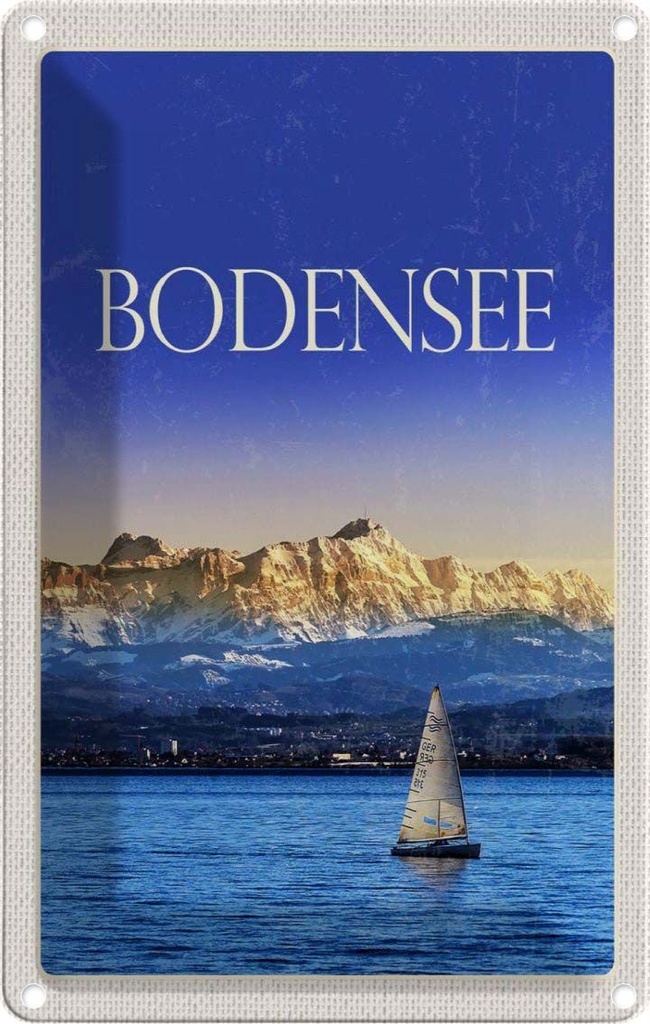 [LA-1782279] Blechschild 18x12 cm Bodensee Deutschland Bot See Bildmotiv Reisemotiv Abenteuer Reisen Urlaub