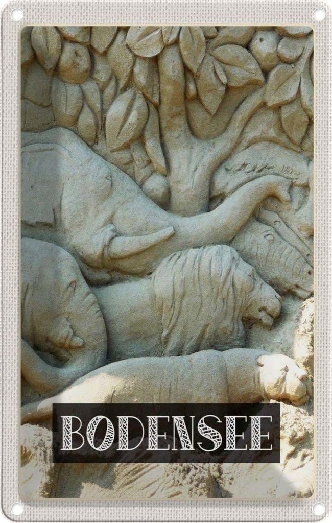 [LA-1782281] Blechschild 18x12 cm Bodensee Deutschland Tiere Statue Bildmotiv Reisemotiv Abenteuer Reisen Urlaub