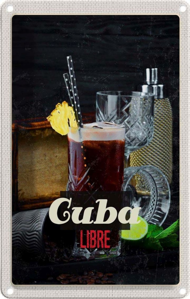 [LA-1782284] Blechschild 18x12 cm Cuba KaribikGetränke Libre Bildmotiv Reisemotiv Abenteuer Reisen Urlaub