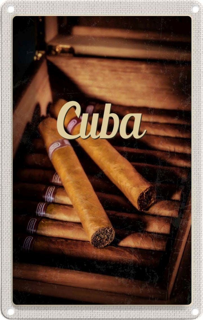 [LA-1782286] Blechschild 18x12 cm Cuba Karibik Kubanische Zigarette Bildmotiv Reisemotiv Abenteuer Reisen Urlaub