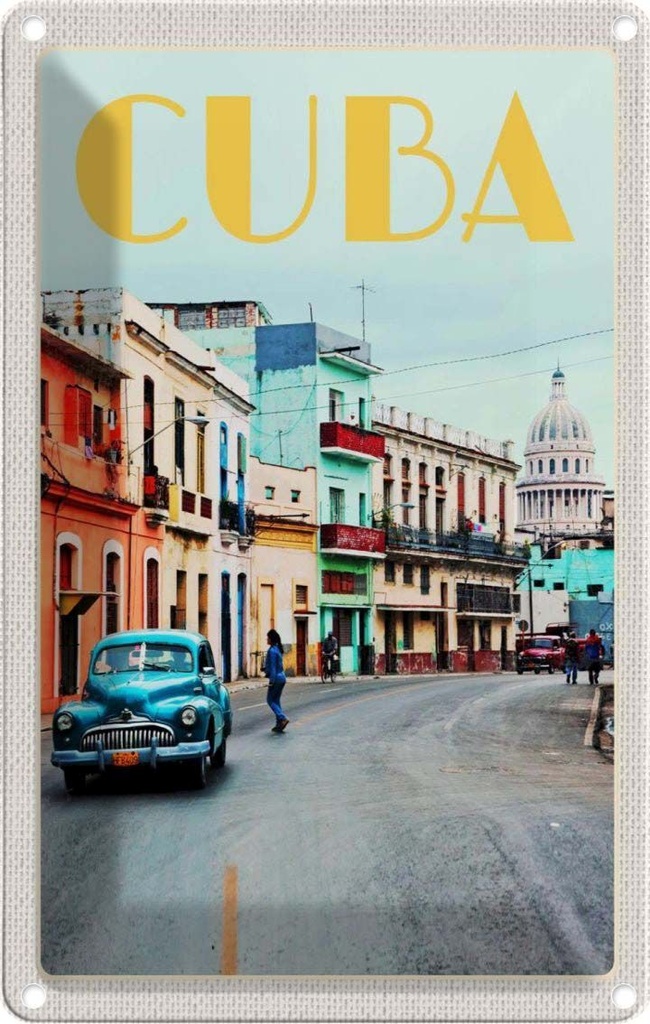 [LA-1782294] Blechschild 18x12 cm Cuba Karibik Stadtzentrum Stadt Bildmotiv Reisemotiv Abenteuer Reisen Urlaub