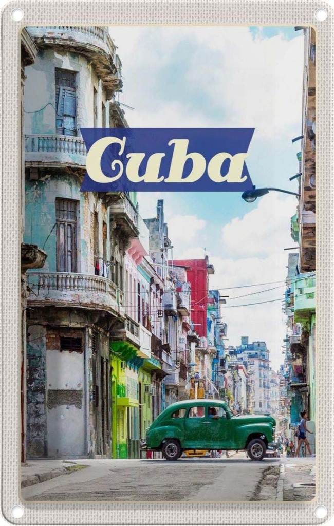 [LA-1782296] Blechschild 18x12 cm Cuba Karibik Gemälde Bildmotiv Reisemotiv Abenteuer Reisen Urlaub