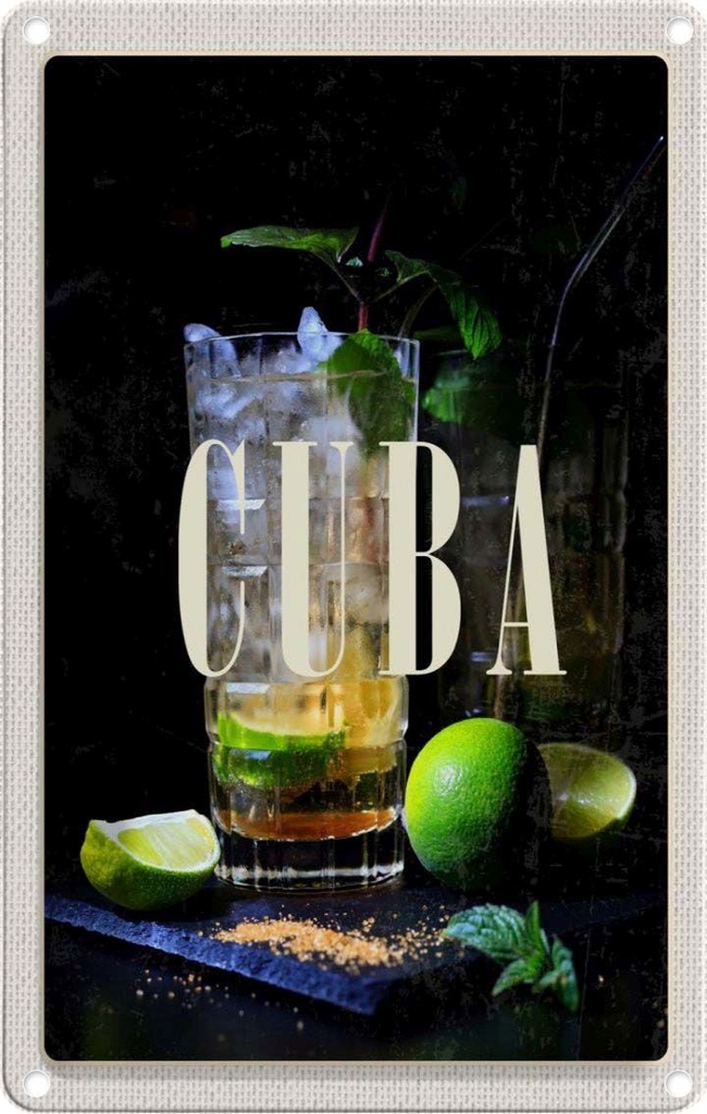 [LA-1782306] Blechschild 18x12 cm Cuba Karibik Cocktail Limette Bildmotiv Reisemotiv Abenteuer Reisen Urlaub