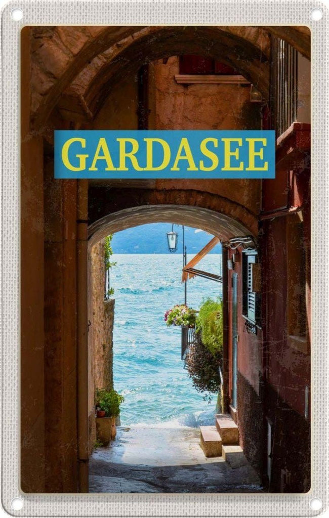 [LA-1782308] Blechschild 18x12 cm Gardasee Italien SeeSommer Bildmotiv Reisemotiv Abenteuer Reisen Urlaub