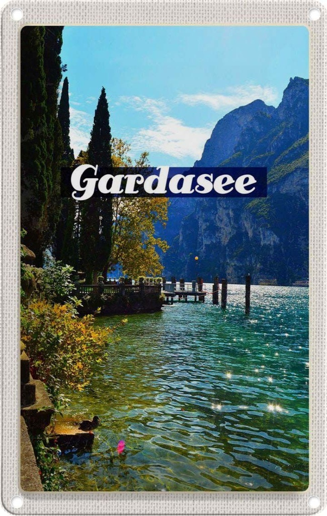 [LA-1782310] Blechschild 18x12 cm Gardasee ItalienSonne Bildmotiv Reisemotiv Abenteuer Reisen Urlaub