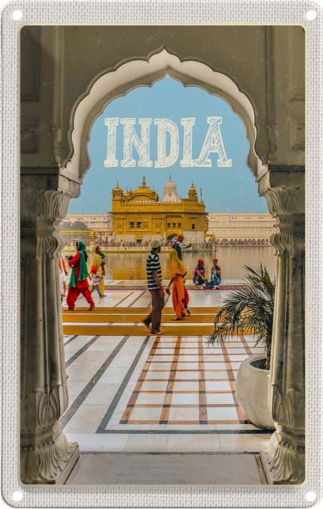 [LA-1782319] Blechschild 18x12 cm Indien Goldener Tempel Amritsar Bildmotiv Reisemotiv Abenteuer Reisen Urlaub