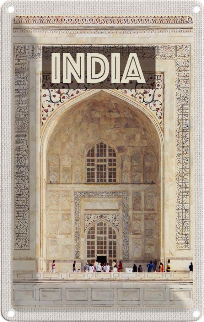 [LA-1782321] Blechschild 18x12 cm Indien Moschee Eingang Islam Menschen Bildmotiv Reisemotiv Abenteuer Reisen Urlaub