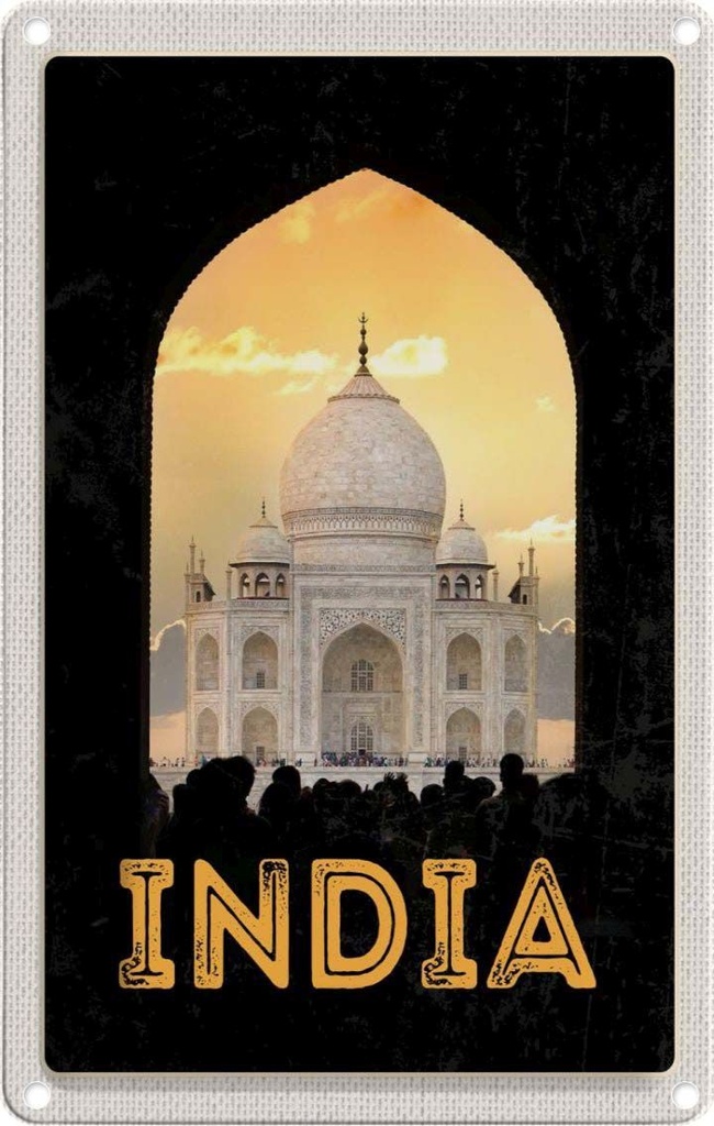 [LA-1782322] Blechschild 18x12 cm Indien weiße Moschee Religion Islam Bildmotiv Reisemotiv Abenteuer Reisen Urlaub