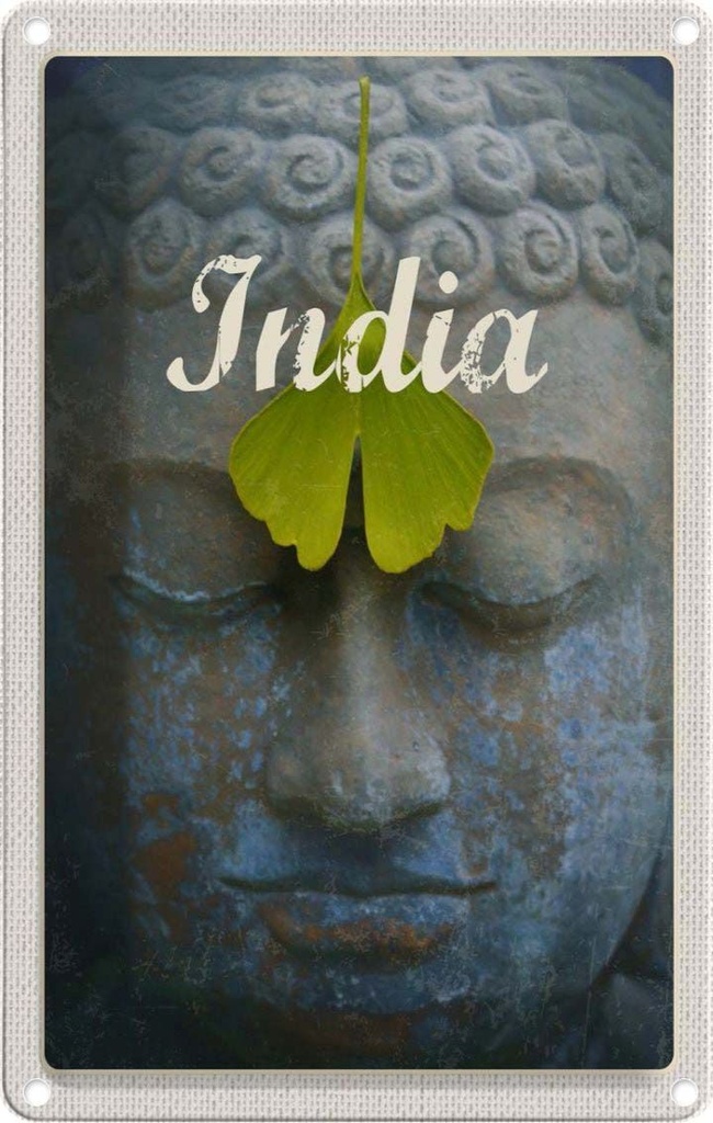 [LA-1782327] Blechschild 18x12 cm Indien Kopf Urlaub Hindu Gott Blatt Gemälde Bildmotiv Reisemotiv Abenteuer Reisen
