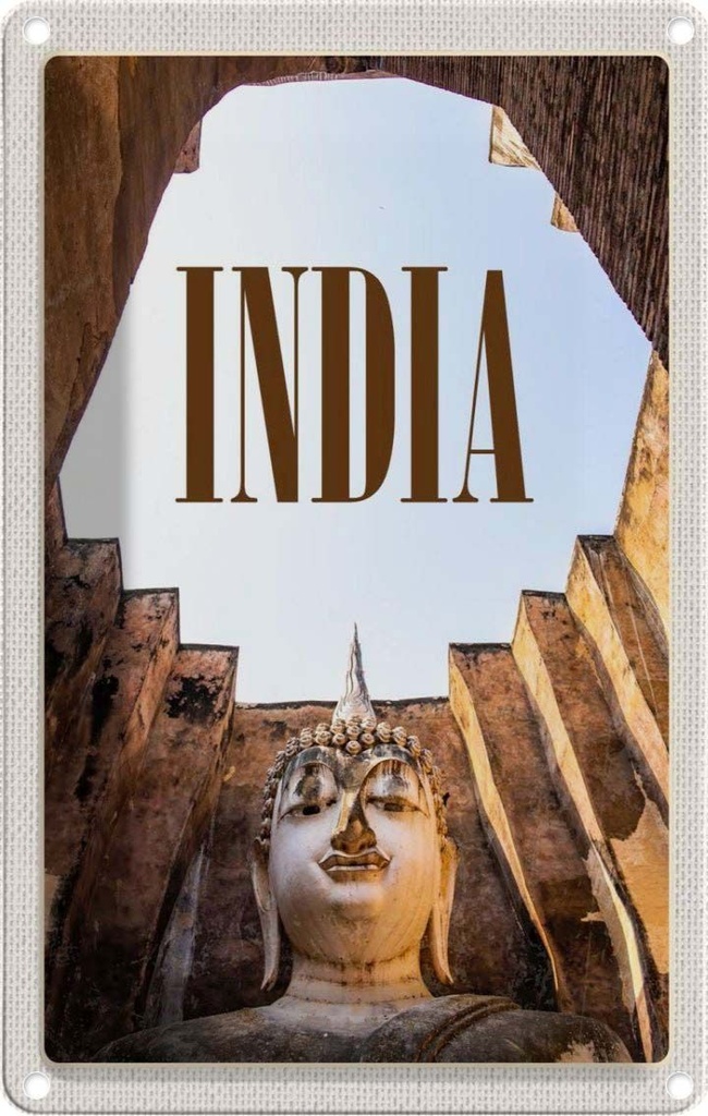 [LA-1782334] Blechschild 18x12 cm Indien Sehenswürdigkeiten Skulptur Bildmotiv Reisemotiv Abenteuer Reisen Urlaub