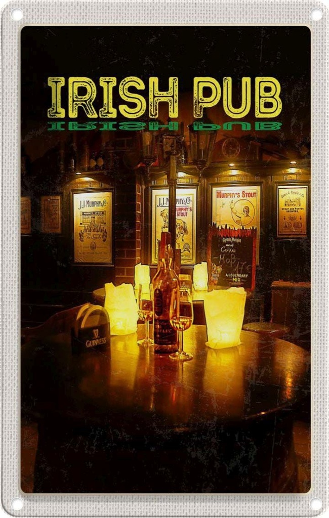 [LA-1782346] Blechschild 18x12 cm Irland Irisches Pub Wein Alkohol Bildmotiv Reisemotiv Abenteuer Reisen Urlaub