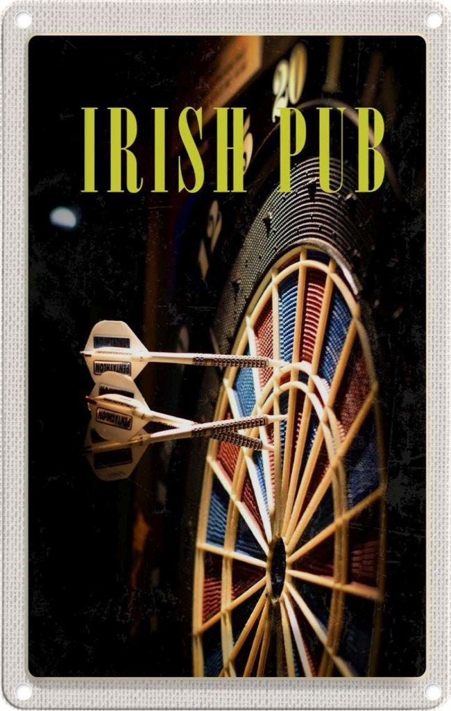 [LA-1782347] Blechschild 18x12 cm Irland Kneipen Spiel Dartboard Bildmotiv Reisemotiv Abenteuer Reisen Urlaub