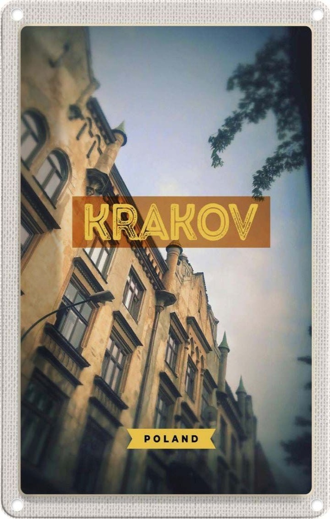 [LA-1782351] Blechschild 18x12 cm Krakow Hauptstadt Kleinpolen Bildmotiv Reisemotiv Abenteuer Reisen Urlaub
