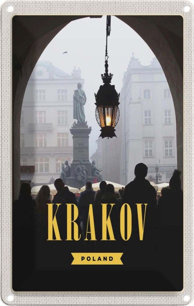 [LA-1782354] Blechschild 18x12 cm Krakow Stadt Basar Sehenswürdigkeit Bildmotiv Reisemotiv Abenteuer Reisen Urlaub
