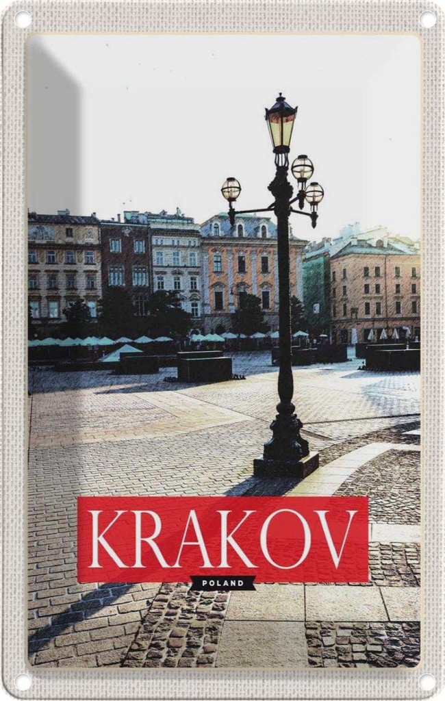 [LA-1782356] Blechschild 18x12 cm Krakow Gebäude Polen Innenstadt Bildmotiv Reisemotiv Abenteuer Reisen Urlaub