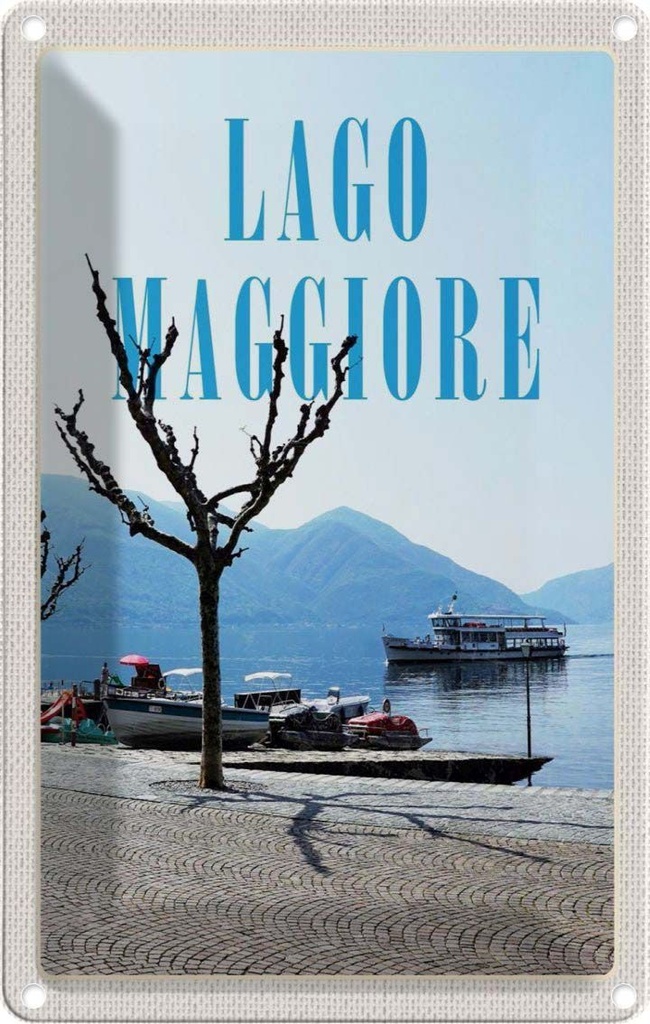 [LA-1782379] Blechschild 18x12 cm Lago Maggiore Boote Schiffstour Meer Bildmotiv Reisemotiv Abenteuer Reisen Urlaub