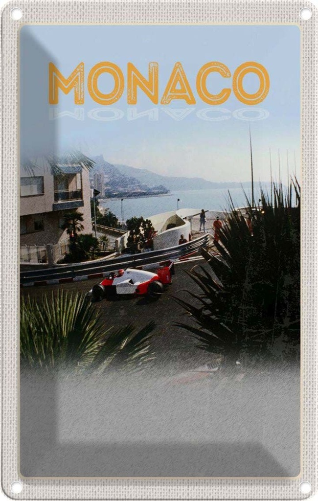 [LA-1782380] Blechschild 18x12 cm Monaco Frankreich Autorennen Strand Abenteuer Reisen Urlaub