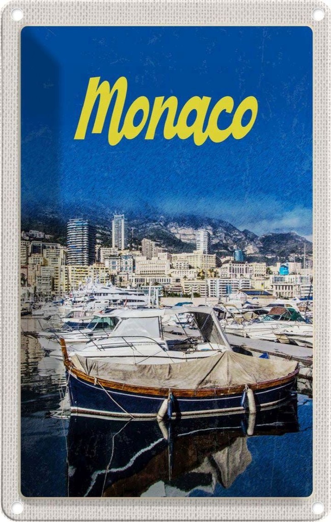 [LA-1782383] Blechschild 18x12 cm Monaco Frankreich Yacht Strand Meer Abenteuer Reisen Urlaub