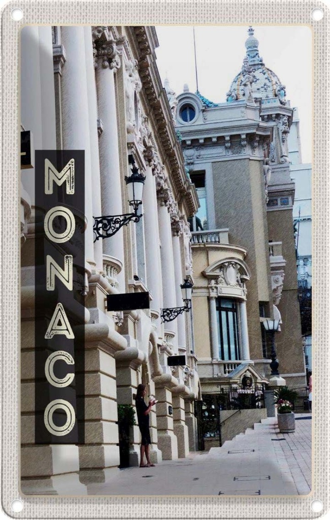 [LA-1782384] Blechschild 18x12 cm Monaco Frankreich Sehenswürdigkeiten Abenteuer Reisen Urlaub