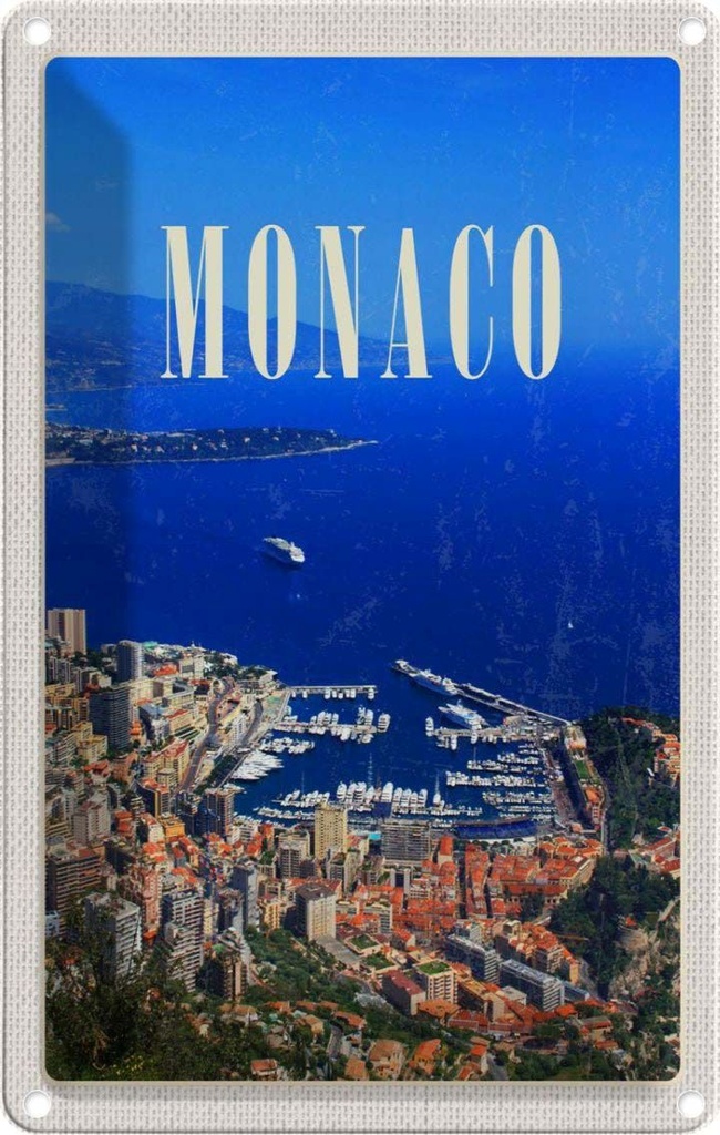 [LA-1782387] Blechschild 18x12 cm Monaco Frankreich Europa Trip Bildmotiv Reisemotiv Abenteuer Reisen Urlaub