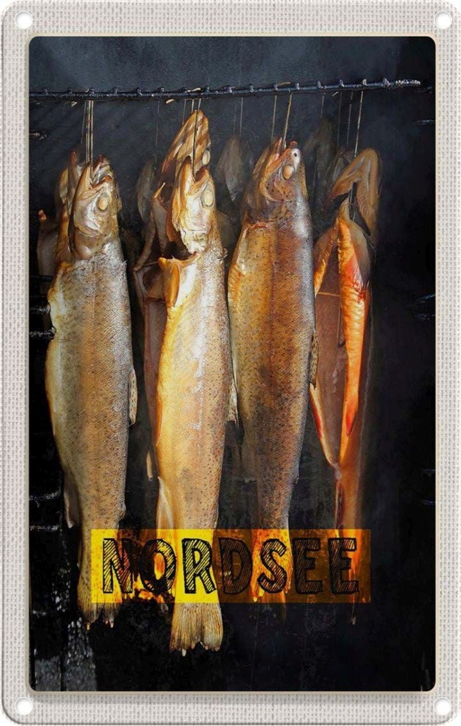 [LA-1782403] Blechschild 18x12 cm Nordsee Fisch Essen Delikatesse Speisen Bildmotiv Reisemotiv Abenteuer Reisen Urlaub